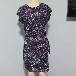 Nicole Miller Black Dress with Pink, Purple & White Spot Motif Size S